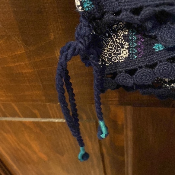 Westport Boho Lace Trim Vertical Striped Pattern Blouse Size CS - Picture 5 of 5